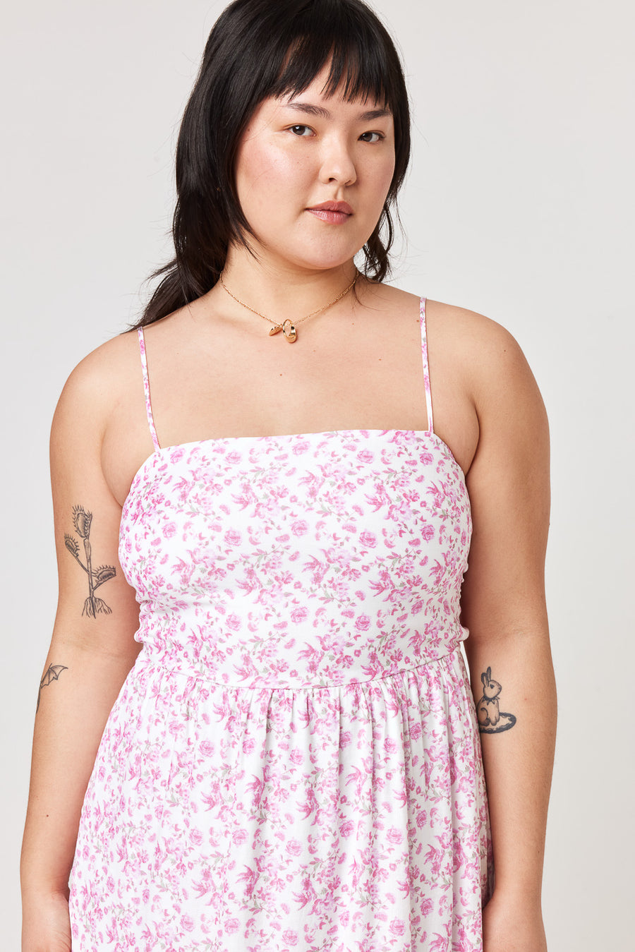 White Pink Floral Hi-Low Midi Dress - Trixxi Clothing