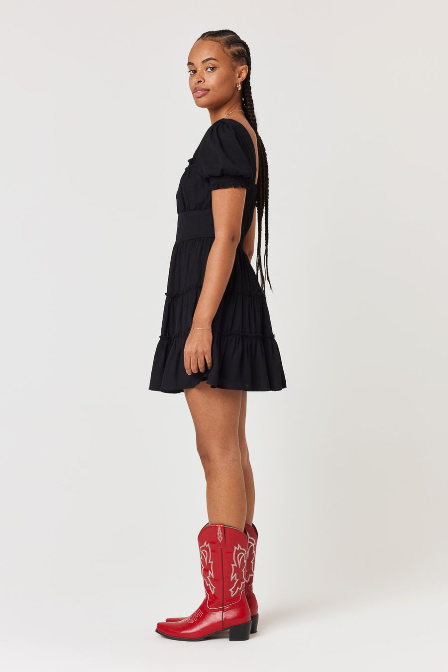 Black Ruched Waist Tier Dress - Trixxi Clothing