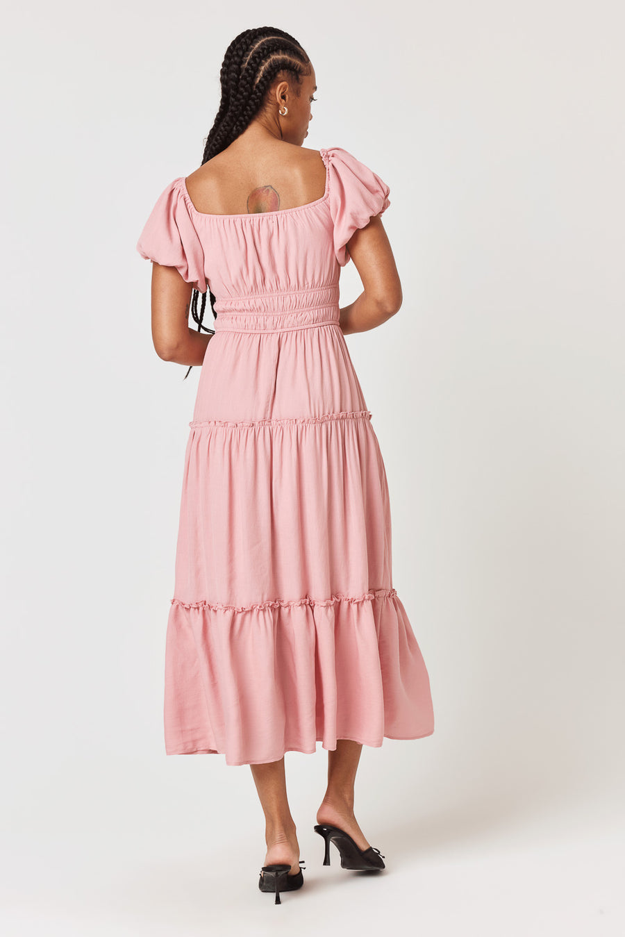 Petal Ruched Midi Dress - Trixxi Clothing