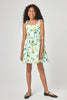 Kids Mint Lemon Floral Tie Shoulder Dress - Trixxi Clothing
