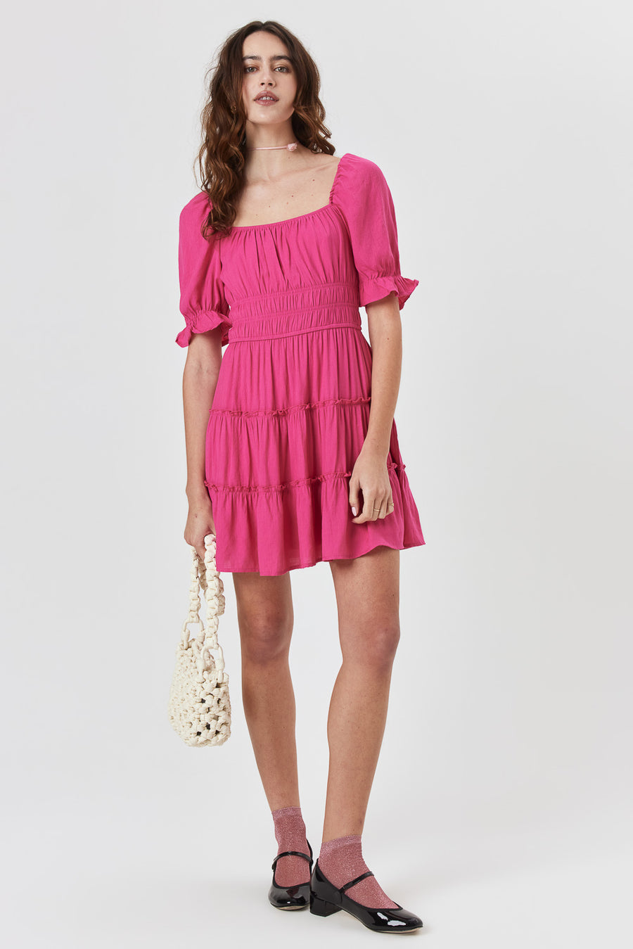 Vivacious Pink Tier Dress - Trixxi Clothing