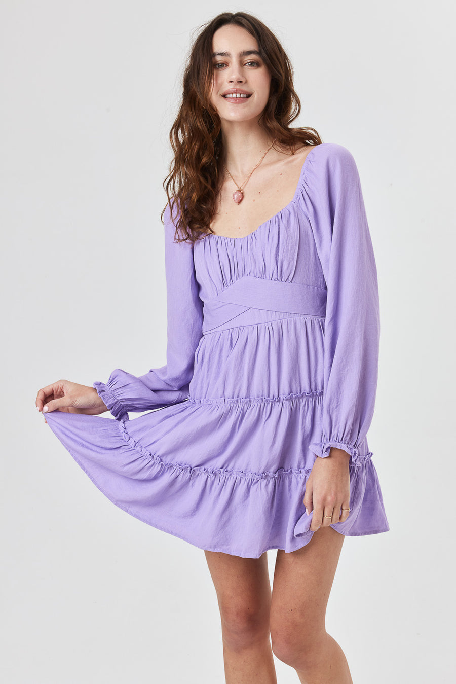 Lavender Long Sleeve Emma Dress - Trixxi Clothing