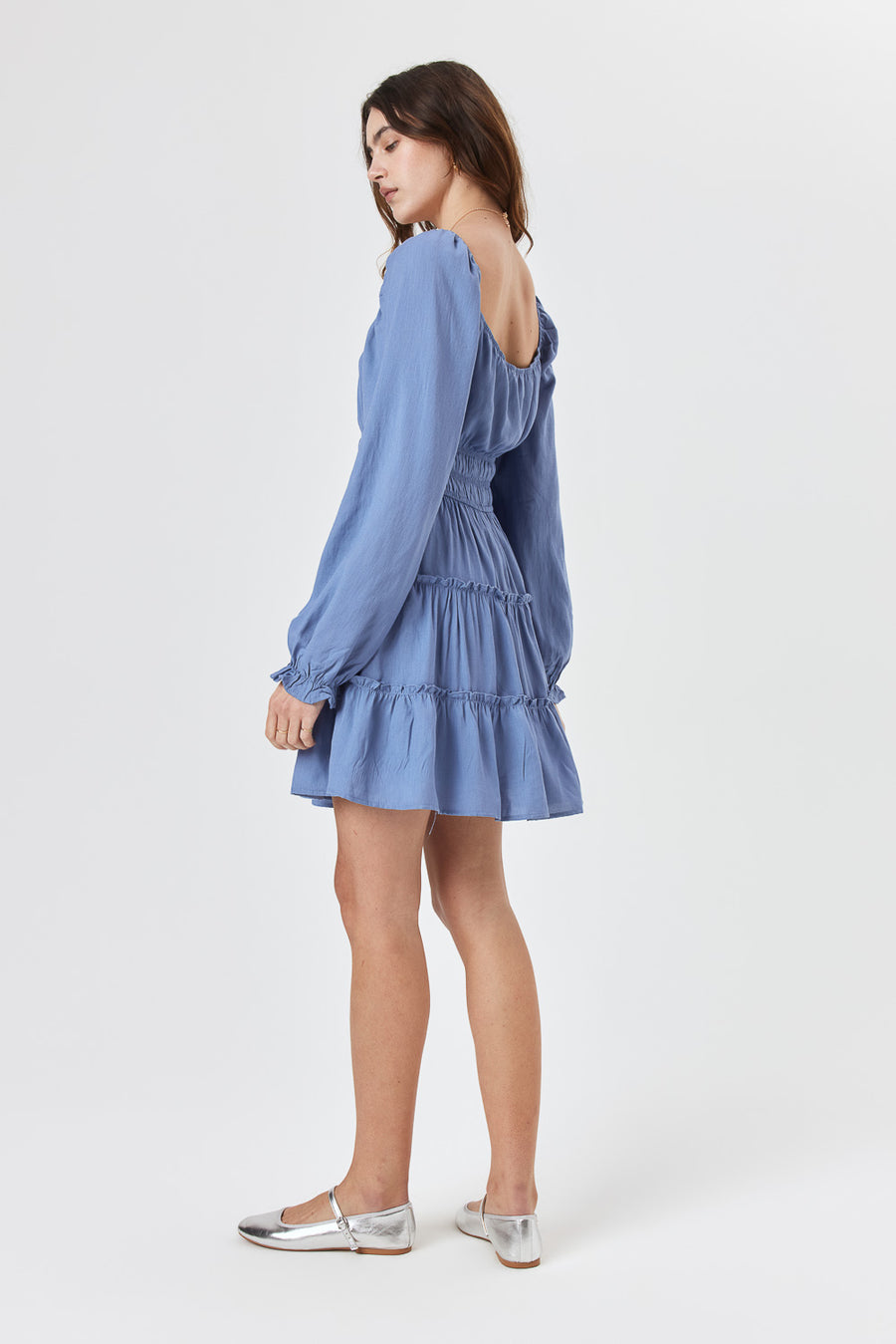 Slate Long Sleeve Ruffle Dress - Trixxi Clothing