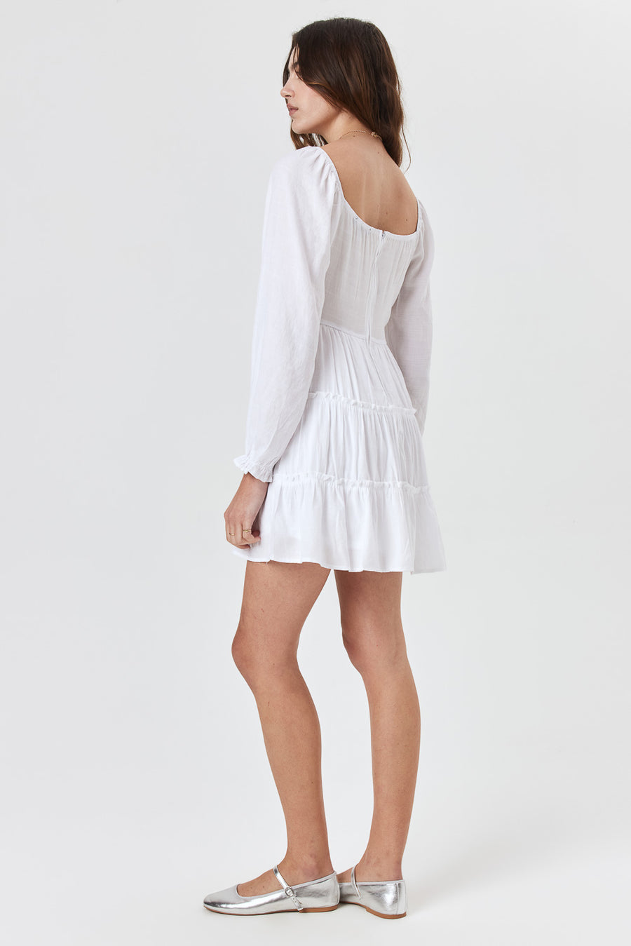 White Long Sleeve Emma Dress - Trixxi Clothing