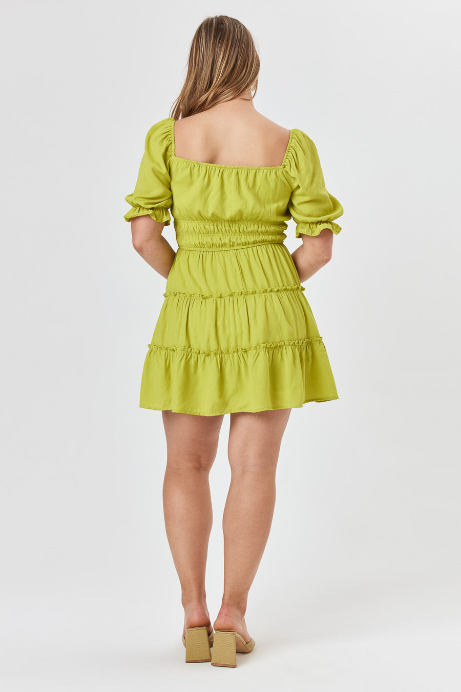 Apple Green Tier Dress - Trixxi Clothing
