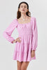 Pink Long Sleeve Ruffle Dress - Trixxi Clothing