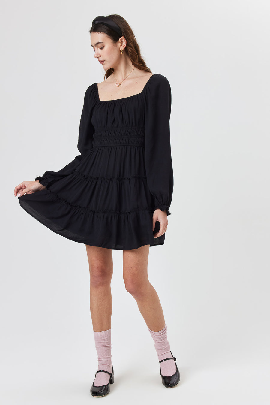Black Long Sleeve Ruffle Dress - Trixxi Clothing