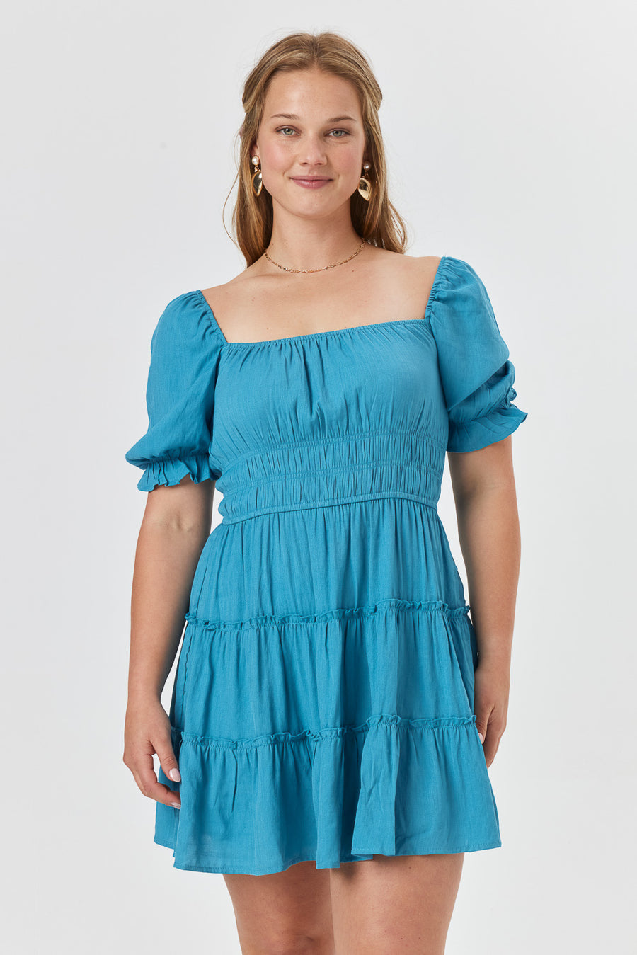 Blue Tier Dress - Trixxi Clothing
