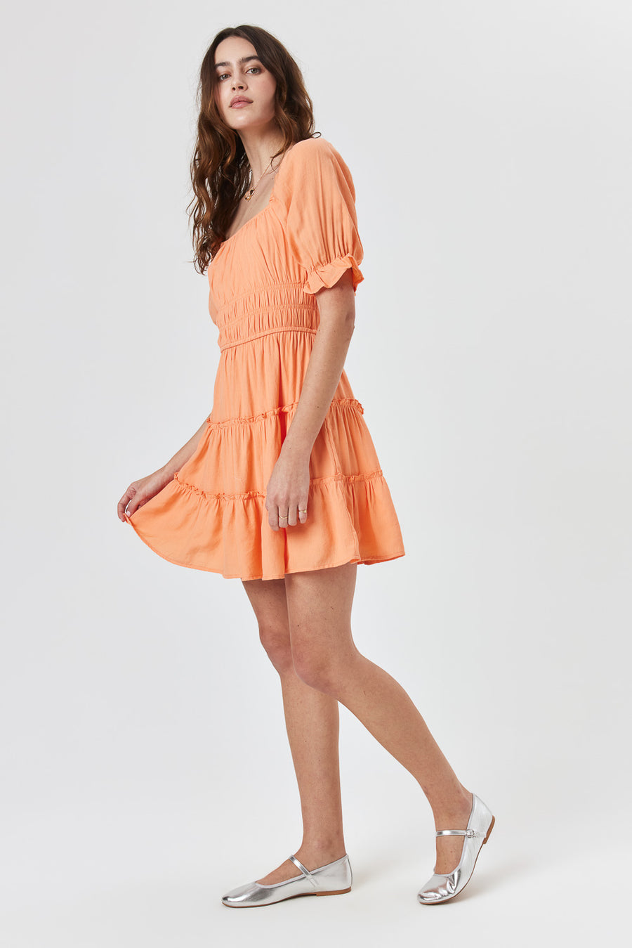 Cantaloupe Tier Dress - Trixxi Clothing