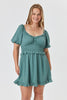 Green Short Sleeve Elbow Dress - Trixxi Clothing