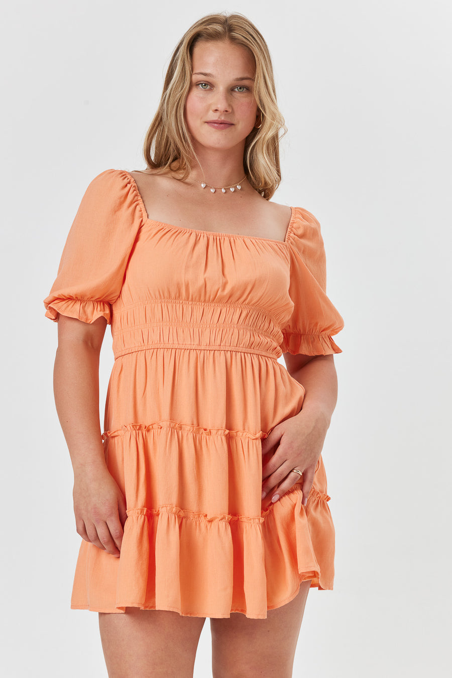 Cantaloupe Tier Dress - Trixxi Clothing