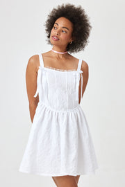 EMBOSSED DRESS WHITE - Trixxi Clothing