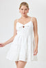 TIE FRT EMB DRESS WHITE - Trixxi Clothing