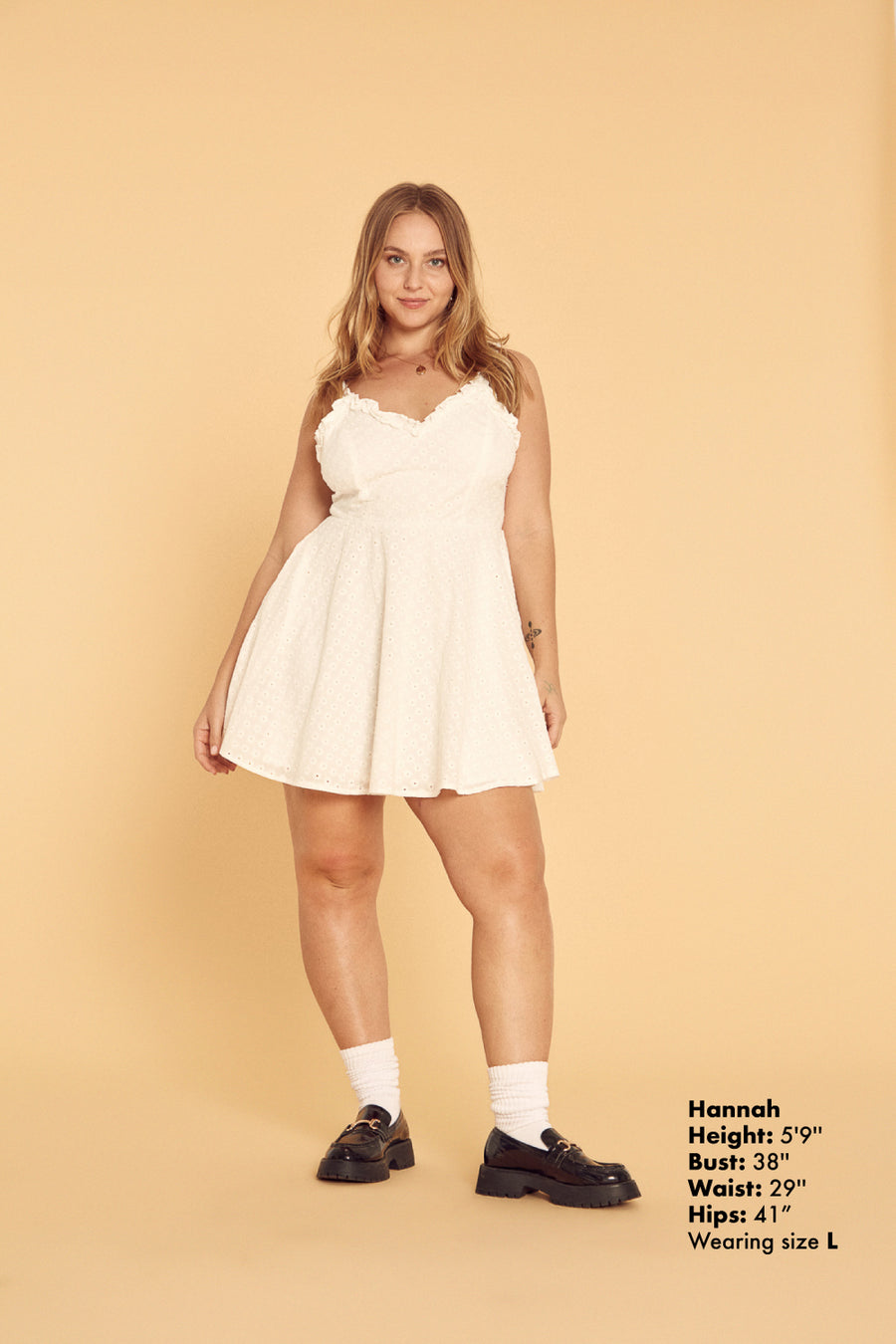White Ruffle Eyelet Dress - Trixxi Clothing