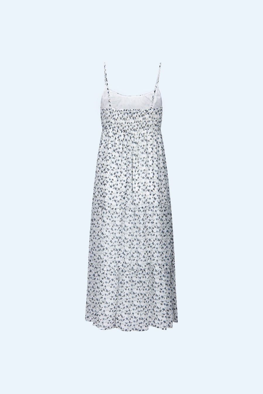 White Blue Halter Midi Dress