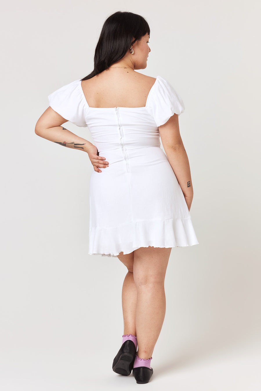 White Puff Sleeve Wrap Dress - Trixxi Clothing
