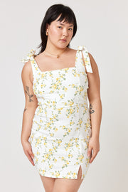 White Yellow Floral Slim Dress - Trixxi Clothing