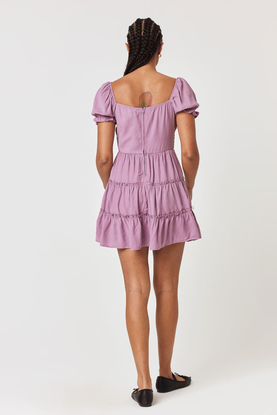 Elderberry Puff Sleeve Emma Dress - Trixxi Clothing