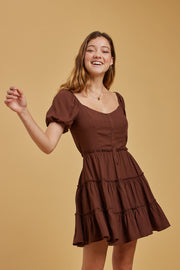Espresso Button Front Dress - Trixxi Clothing