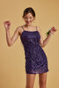 Purple Dangle Sequin Dress - Trixxi Clothing
