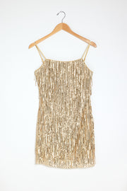 Gold Dangle Sequin Dress - Trixxi Clothing