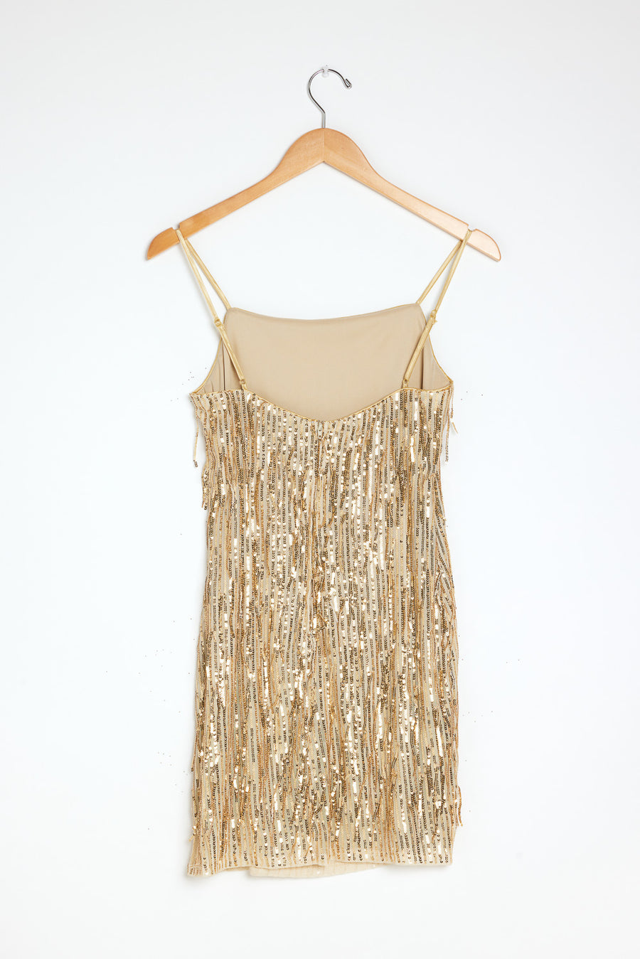 Gold Dangle Sequin Dress - Trixxi Clothing