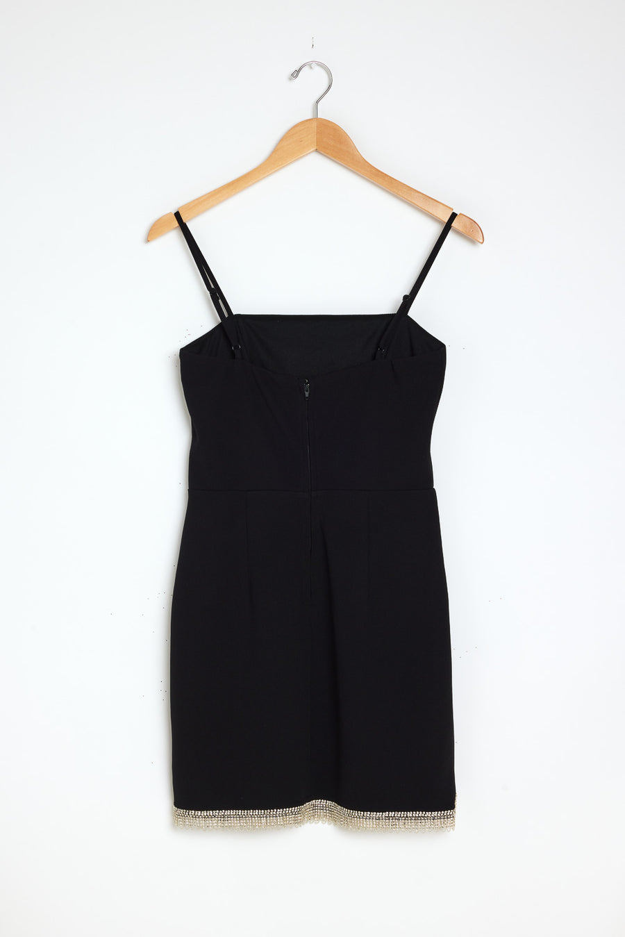 Black Square Neck Fringe Dress - Trixxi Clothing