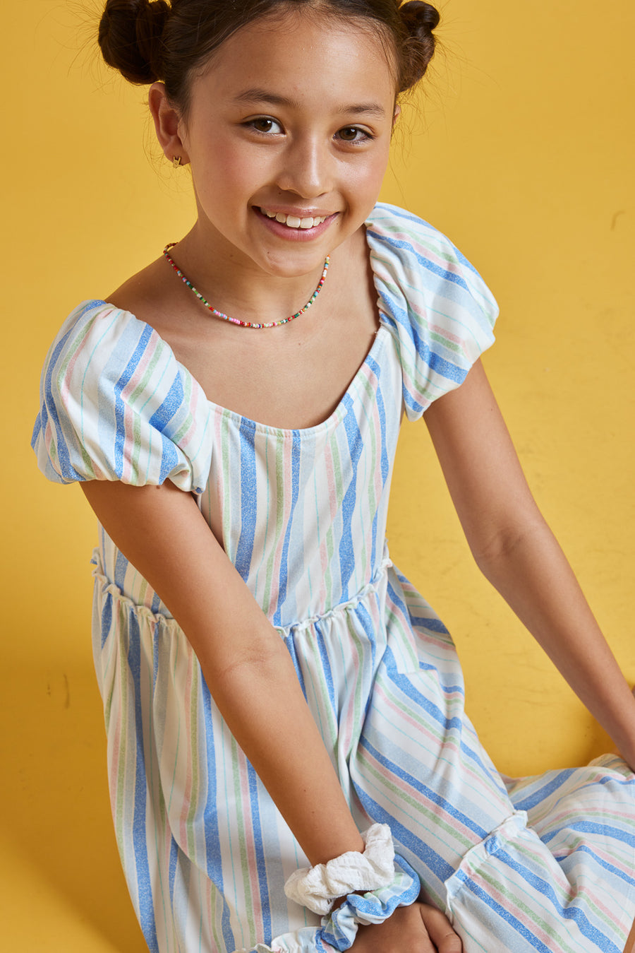Kids Off-White Blue Scrunchy Knit Dress - Trixxi Clothing
