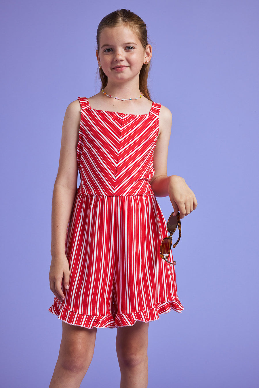 Kids Red White Stripe Knit Romper - Trixxi Clothing