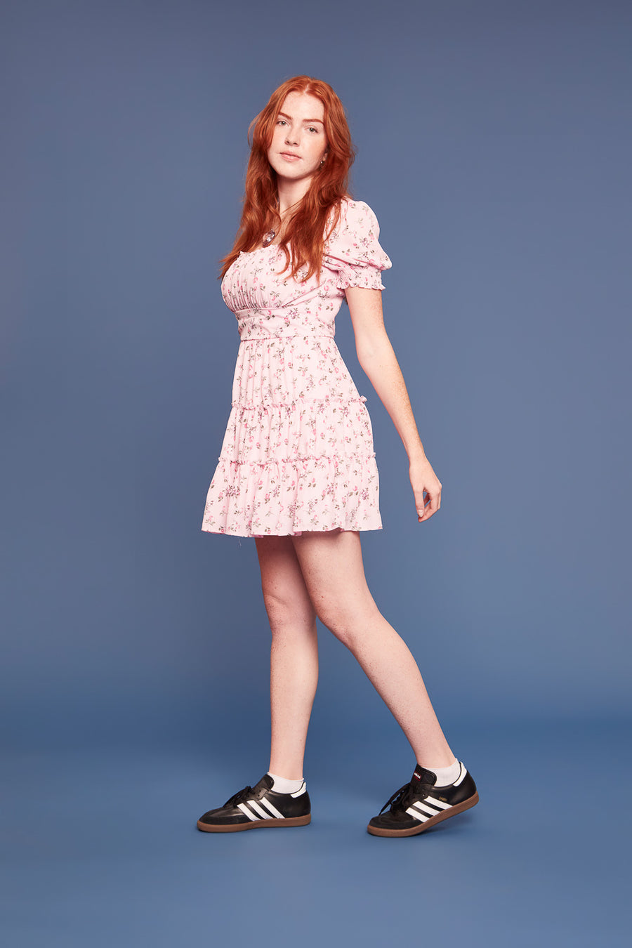 Pink Floral Emma Tier Dress - Trixxi Clothing