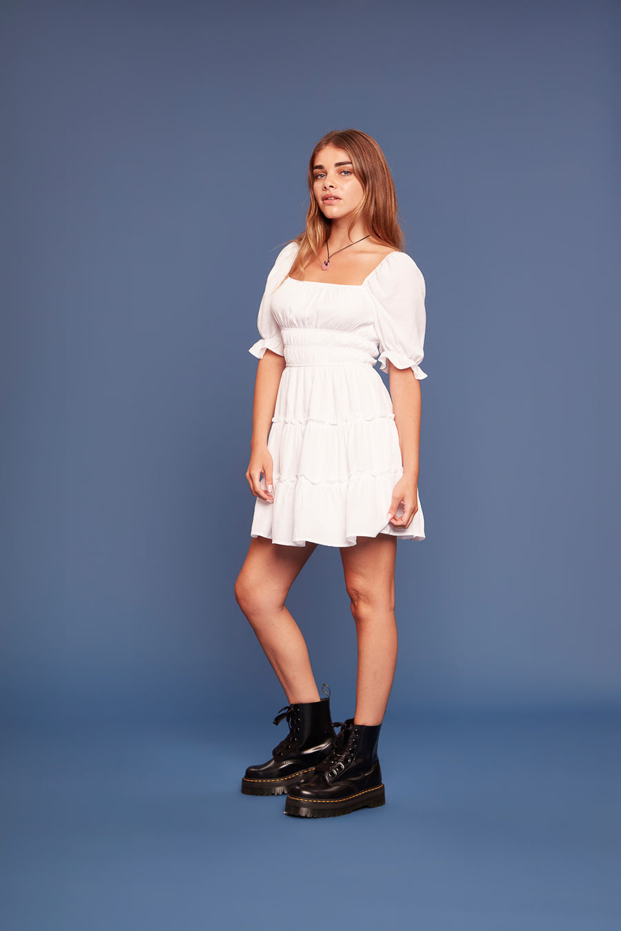 White Tiered Sleeved Dress