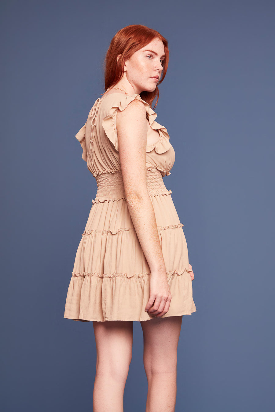 Sesame Flair Shoulder Dress - Trixxi Clothing