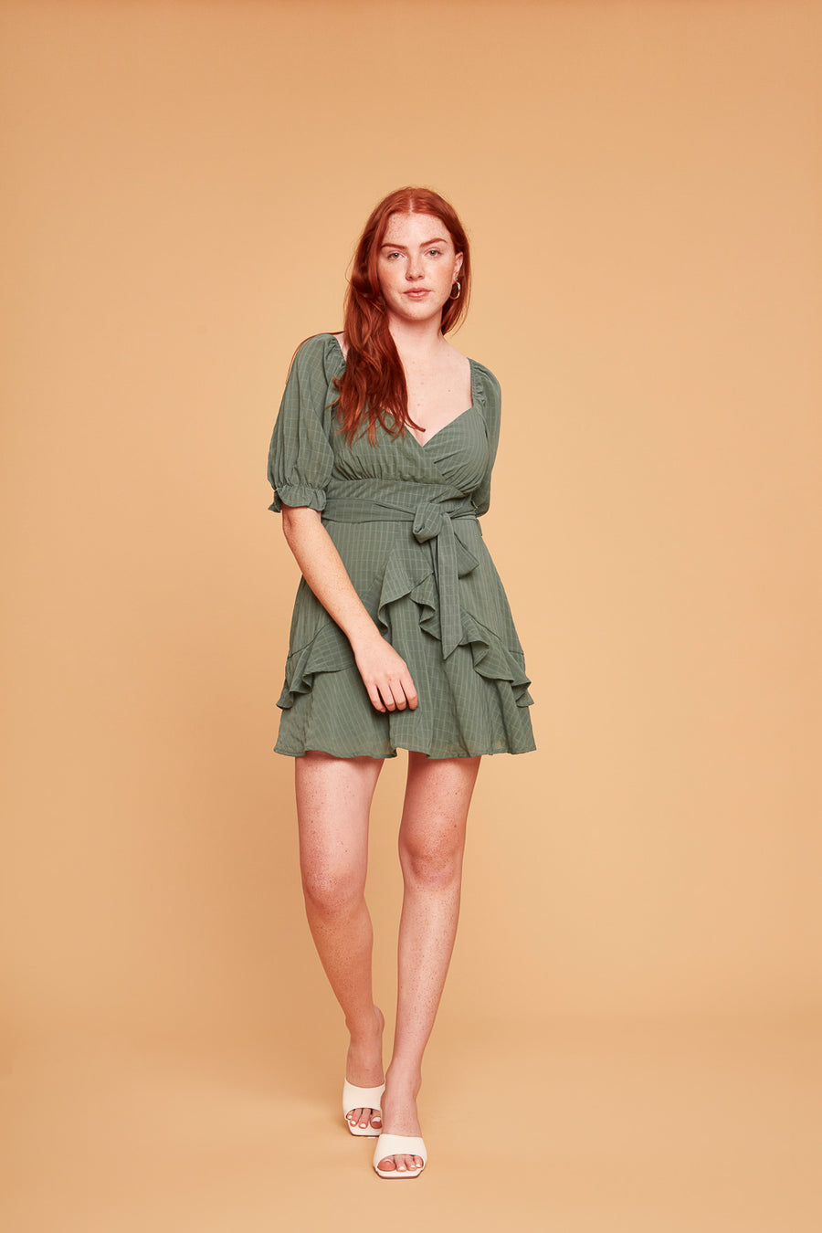 Sage Short Sleeve Ruffle Dress - Trixxi Clothing