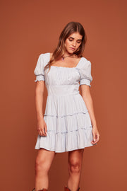 Sky Blue Tiered Dress - Trixxi Clothing