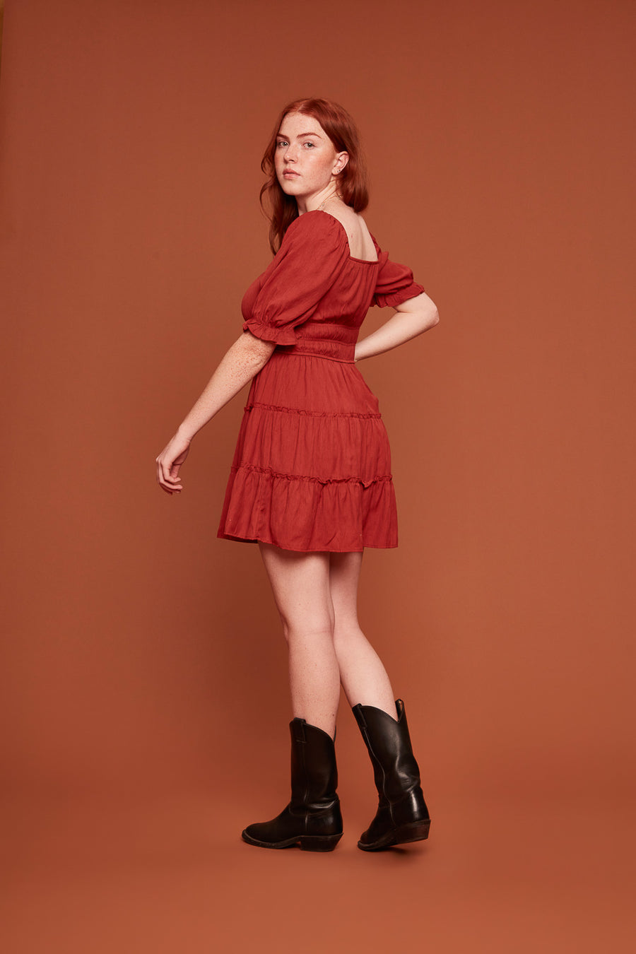 Chili Oil Red Tier Dress