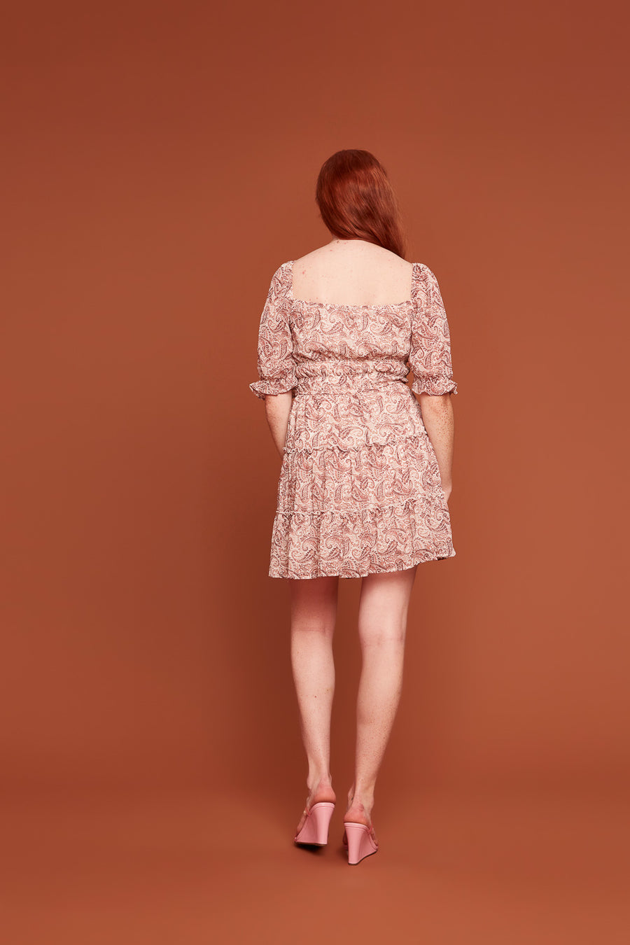 Ivory Rust Floral Tier Dress