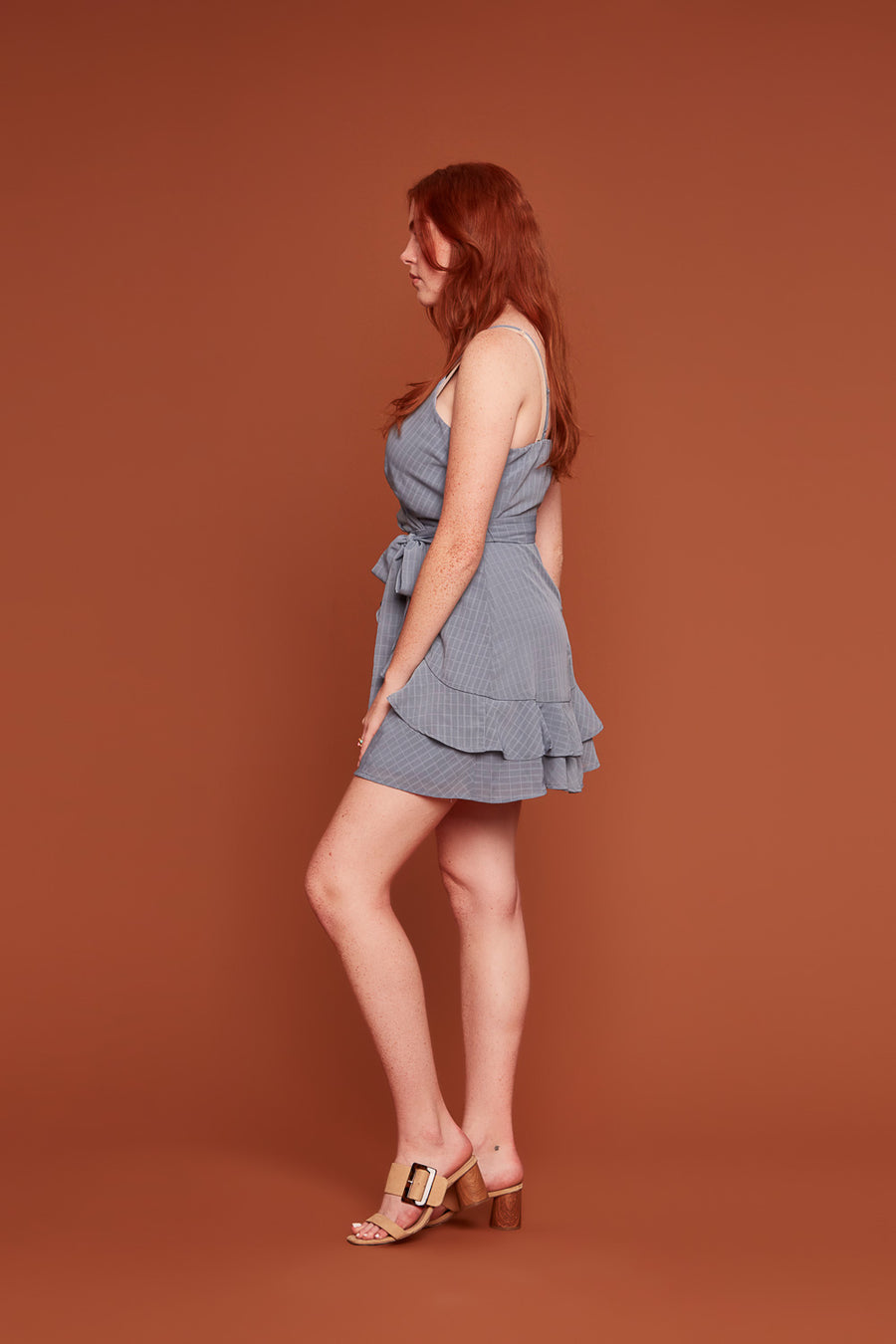 Slate Strappy Ruffle Dress - Trixxi Clothing