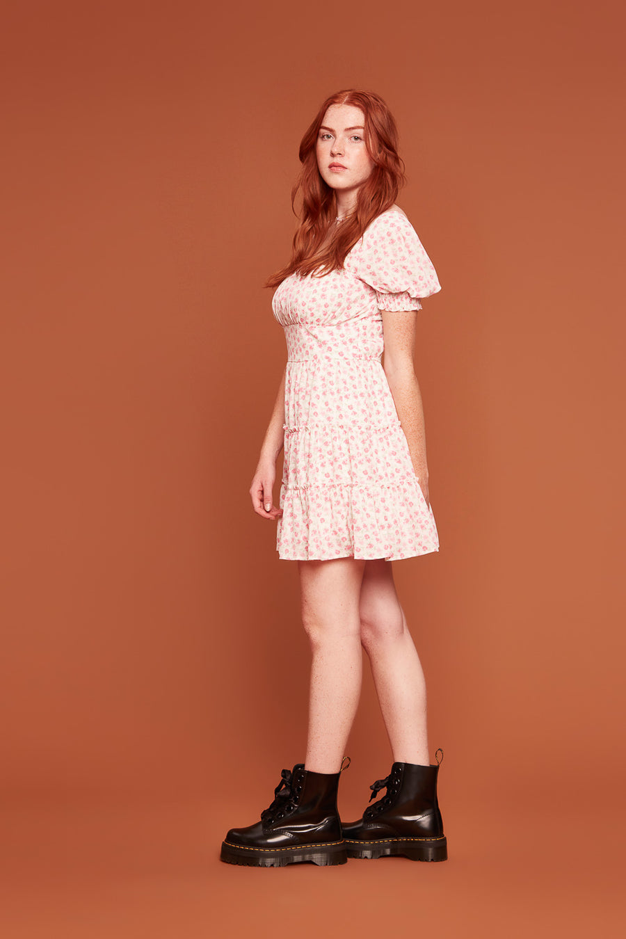 Pink Ditsy Emma Tier Dress - Trixxi Clothing