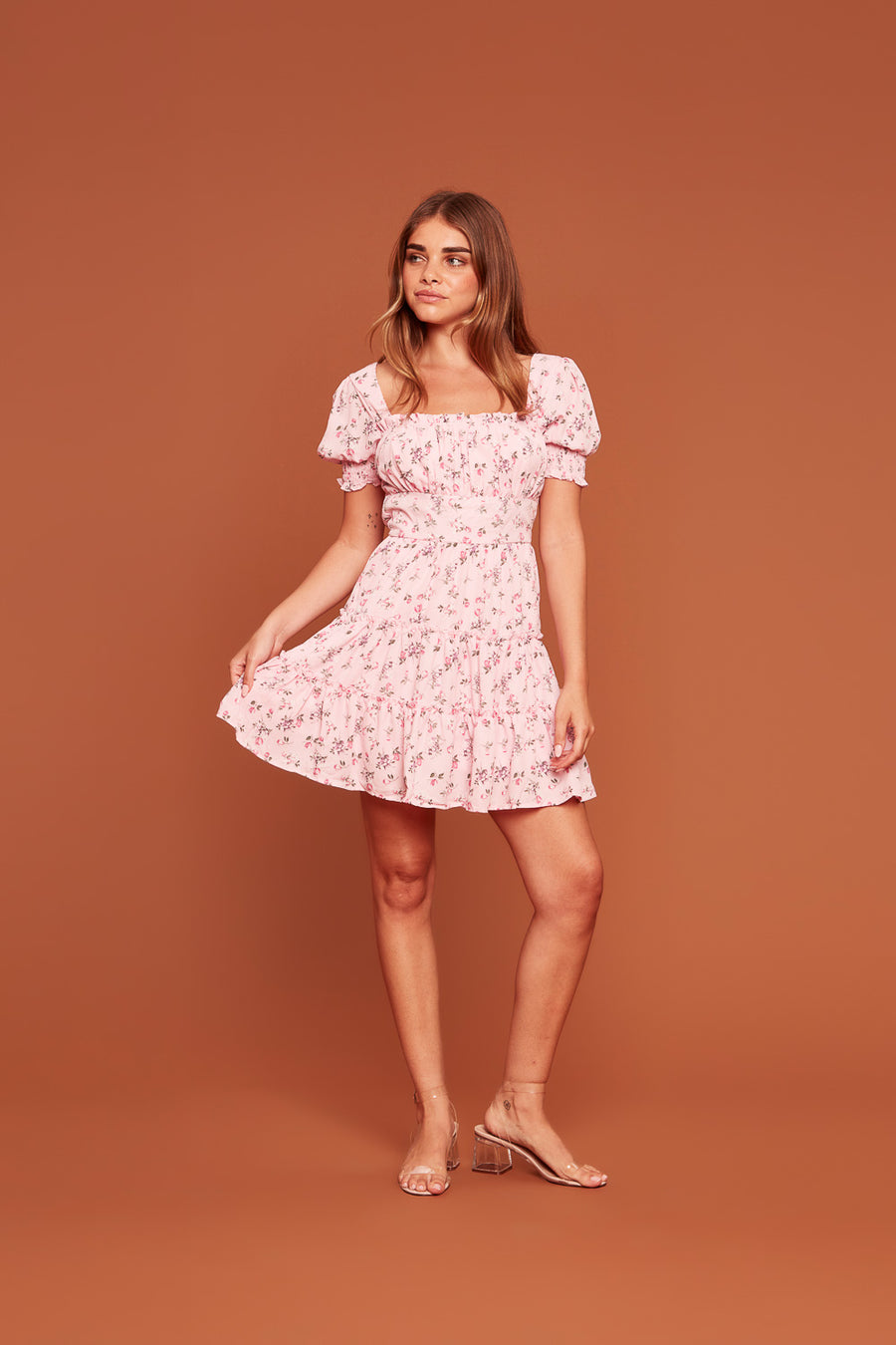 Pink Floral Emma Tier Dress