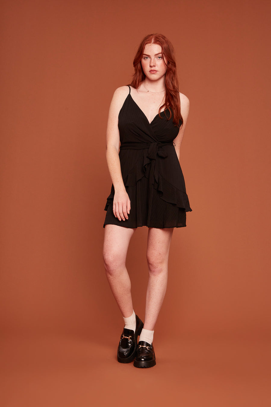 Black Strappy Ruffle Dress - Trixxi Clothing