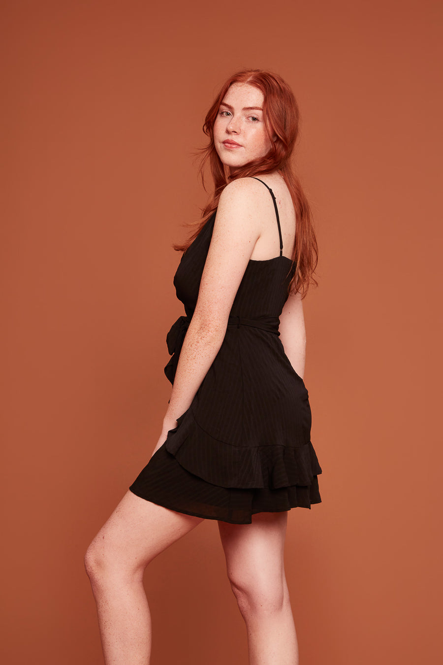 Black Strappy Ruffle Dress - Trixxi Clothing