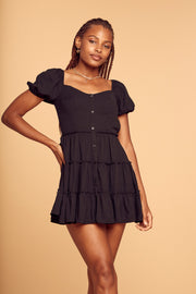 Black Button Up Dress - Trixxi Clothing