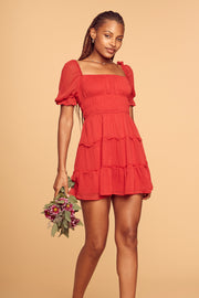 Red Chiffon Dress - Trixxi Clothing