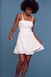 White Strappy Tier Dress - Trixxi Clothing