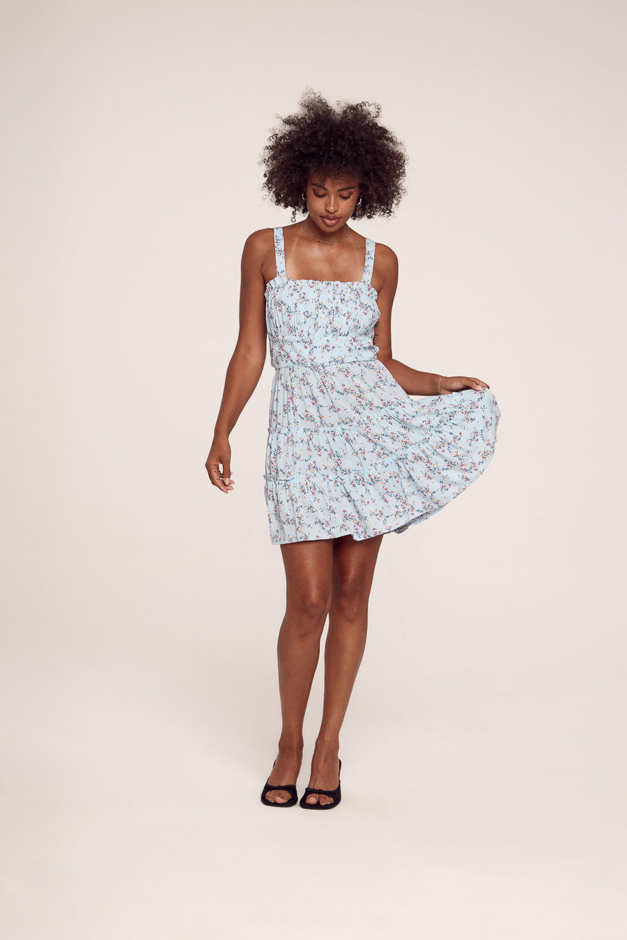 Blue Ruffle Tiered Dress - Trixxi Clothing