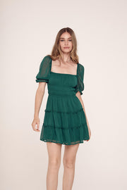 Hunter Green Chiffon Dress - Trixxi Clothing