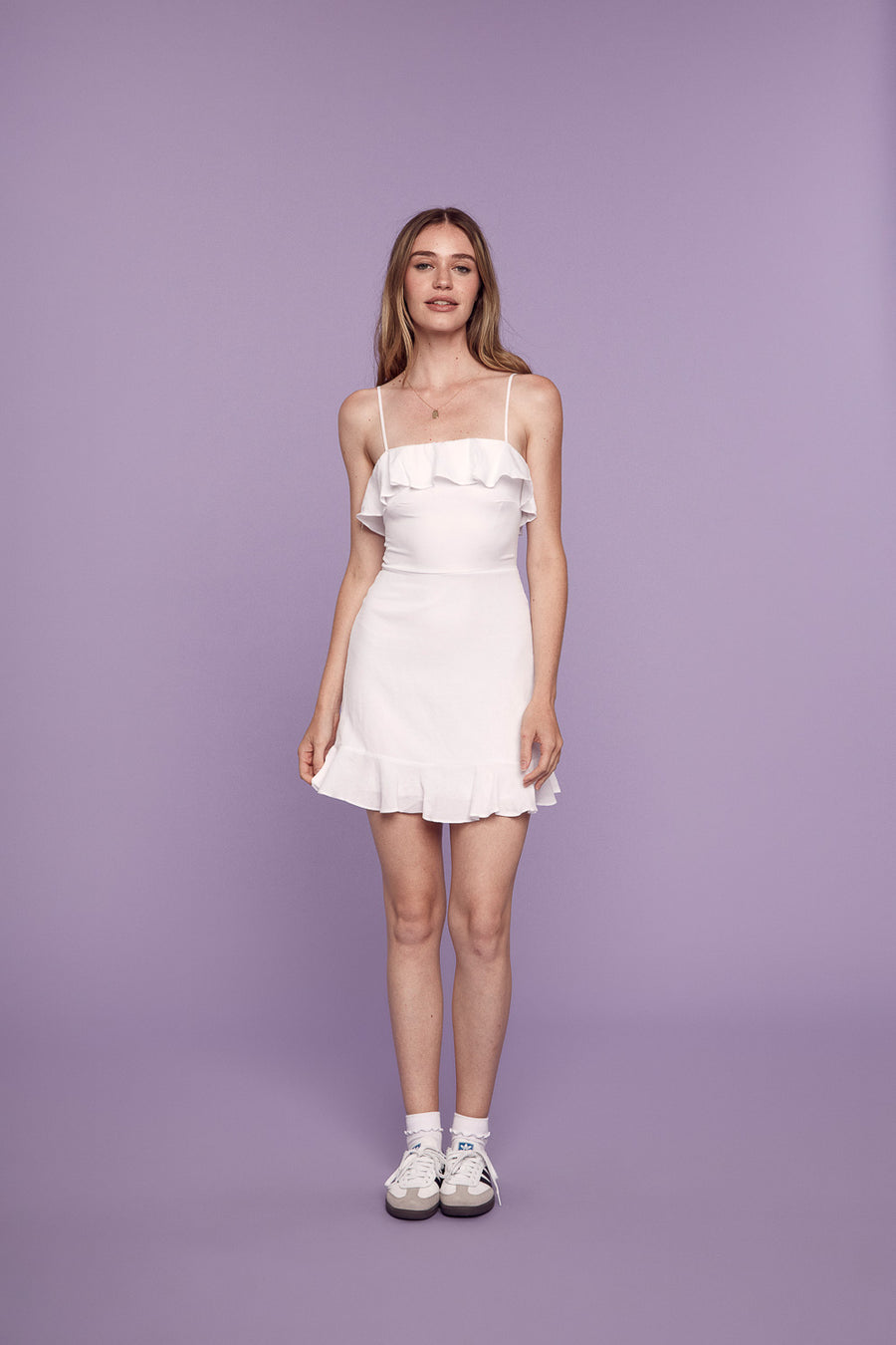 White Short Ruffle Dress