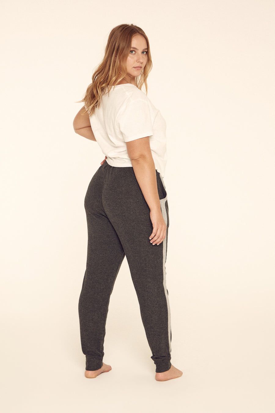Charcoal with Grey Stripe Joggers - Trixxi Clothing