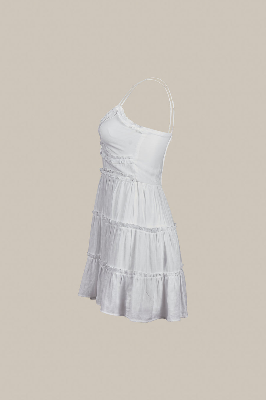 Tiered Woven Dress White - Trixxi Clothing