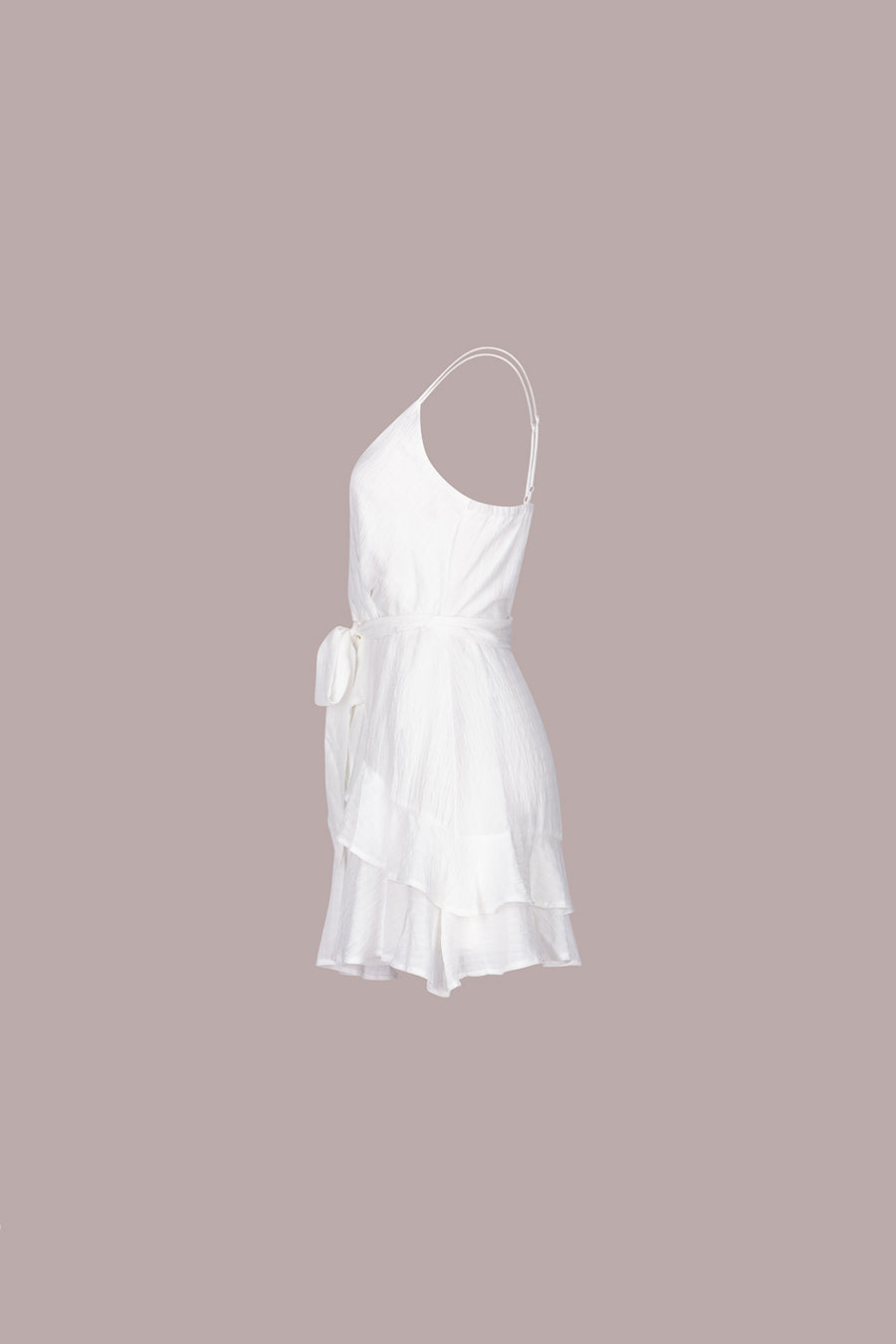 White Strappy Ruffle Wrap Dress - Trixxi Clothing